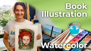This is a thumbnail for the video: Redhead | Watercolor Book Illustration | Spain [4K]