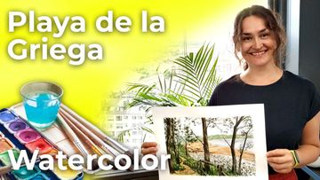 This is a thumbnail for the video: Watercolor Beach Griega | Spain [4K]